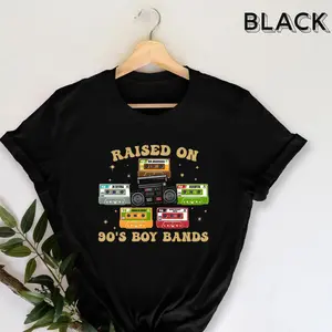 Retro Music Shirt – Raised on 90s Boy Bands, Funny Graphic Tee for Women