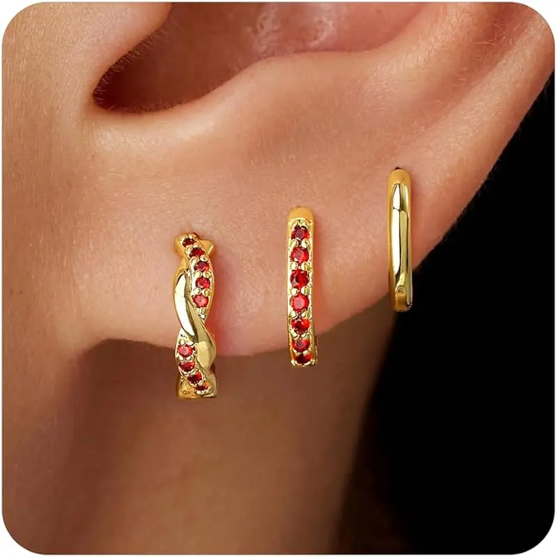 Gold-07 July Ruby Hoop