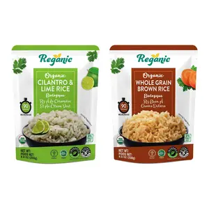 Reganic Organic Rice Variety Pack – Whole Grain Brown Rice & Cilantro Lime Rice (6 Each) | High Protein, High Fiber, Ready in 1.5 Minutes | USDA Organic, Vegan, Gluten-Free, Non-GMO | 8.8 oz (Pack of 12)