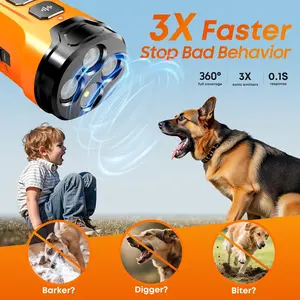 Dog Bark Deterrent Device, 3X Sonic Emitters, Dual-Frequency Bark Control, Flashlight & Sound Modes, Humane No-Bark Trainer, Safety Lock, USB-C Rechargeabl