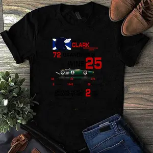 Jim Clark - F1 Stats With Car  Helmet Design T-Shirt