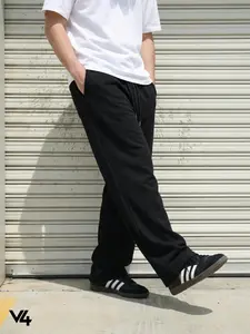 Vibe404 Men's Heavy Stacking Baggy Fit Y2K Streetwear Joggers - Essential Black Wide Leg Sweatpants - Lightweight Breathable Gym Pants & Lounge Trousers Baggy Jogging Pants