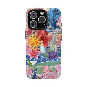 Happy Sun Collage Phone Case, Colorful Summer Phone Case, Collage Phone Case, Tough Case - Case for iP 8, X, 11, 12, 13, 14, 15, 16