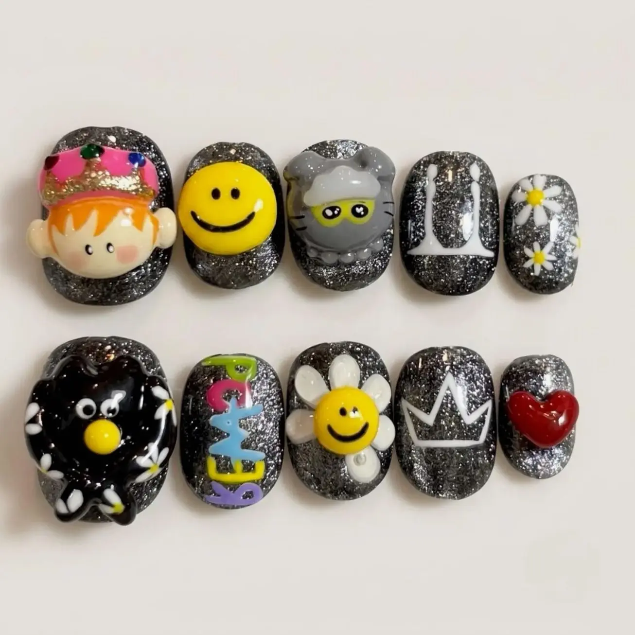 BIGBANG K-Pop Press-On Nails | 3D Charms, VIP Fan Art, Hand-Painted Gel