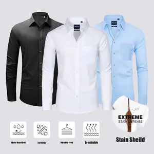 3-Pack Alimens & Gentle Stain Sheild  Dress Shirts for Men Slim Fit Mens Dress Shirts Long Sleeve Button Down Shirt Men Shirts