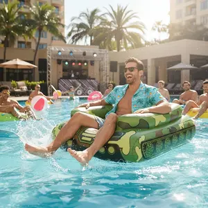 Giant Inflatable Battle Tank Pool Float with Water Gun - The Ultimate Summer Party Raft!