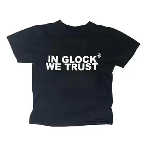 IN GLOCK WE TRUST Baby Tee – Pro 2A Y2K Graphic Crop Top for Women | Tactical Gun Rights Aesthetic Shirt | Trendy USA Streetwear Fit, Downtown Girl Clothes, Summer Outfits, OOTD, Downtown Girl Baby Tee, Gift For Her, Outfits