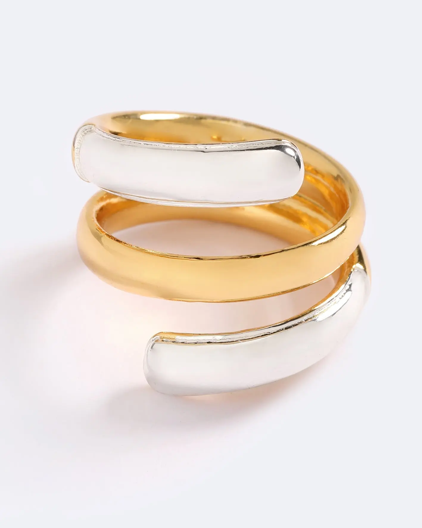 Double Layered Gold Statement Ring Set - Hand Painted Enamel, Double Strobe Artificial Gemstone, Stacking, Adjustable, Recycled Materials, US 7/8, for Adult Gold Rings Enthusiasts