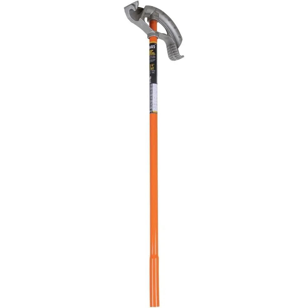 Klein Tools 51607 Aluminum Conduit Bender Full Assembly, 3/4-Inch EMT, 1/2-Inch Rigid, Wide Foot Pedal, Benchmark Symbols and Angle Setter