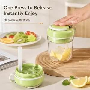 1 Count, 3-in-1 Ice Tray Water Cup, One-touch Ice Release Leakproof Sealed Design with Carry Handle and Straw for Home Outdoor Daily Drink Use