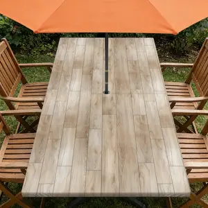 Rectangle Outdoor Tablecloth with Umbrella Hole and Zipper Waterproof Rectangle Fitted Tablecloth with Elastic Edge, Wipeable Outdoor Table Cover for Patio, Garden, Picnic 72" x 30"