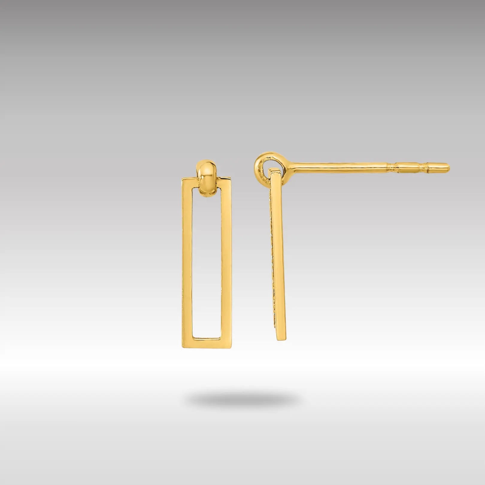 14K Gold Polished Open Rectangle Dangle Post Earrings - Model YE1961