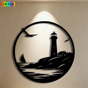 1pc Lighthouse Metal Wall Art,Lighthouse Statue Mural, Ideal Gift for Summer, New Year, Ocean Decor Enthusiasts, Rust-Resistant Metal Wall Decor Wall Sculptures, Perfect for Living Room Wall & Garden Fence, Unique Coastal Home Decor