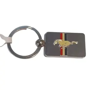 Metal 3" Mustang Key Ring Chrome Finish