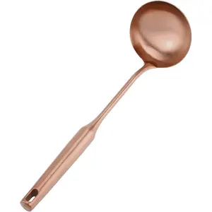Stainless Steel Kitchen Ladle, Rose Gold Soup Spoon Turner, Heat-Resistant Handle, Large Cooking Utensil