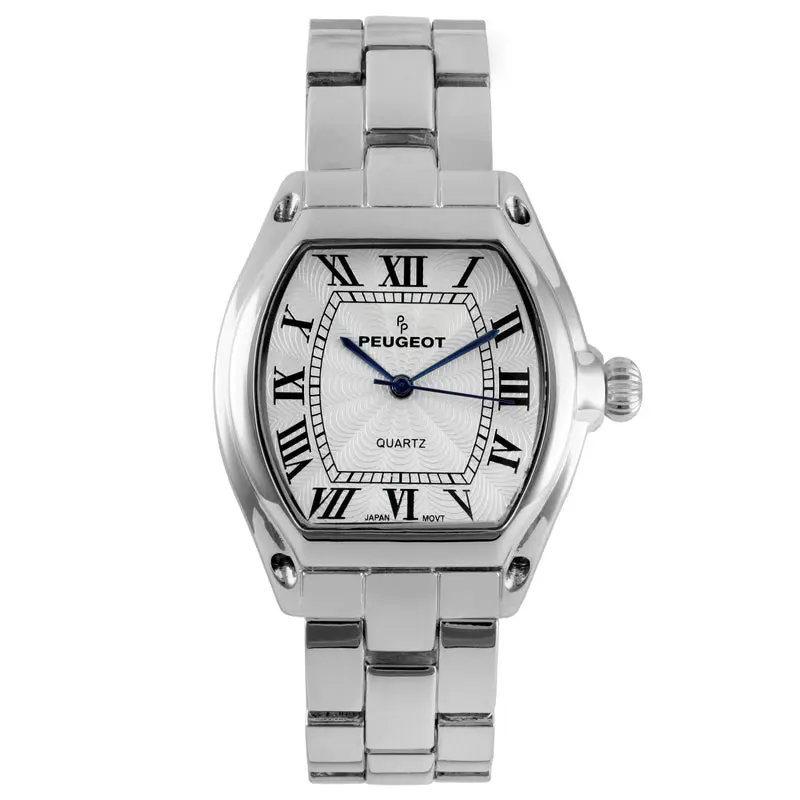 Peugeot Women's Silver Status Bracelet Watch 36x33mm Barrel Shape Roman Dial
