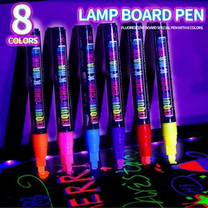 8 Color Fluorescent Pens, Erasable Liquid Chalk for LED Blackboard, Night Glowing Effect, Ideal for Parties and Events