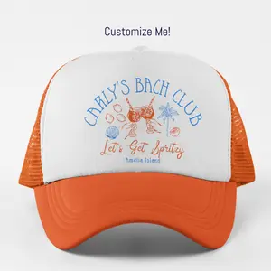 Custom Bachelorette Birthday Party Trucker Hat Spritz Theme Italy Coastal Personalized Design Unisex Spritz by the Sea Trucker Party Hats Bday Hats Fun Bach Pool Party Accessories Matching Group Hats