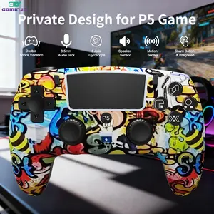 GAMINJA P55 Wireless Controller for PS5, Dual Motor Vibration, 6-Axis Gyroscope, Touch Panel, 3.5mm Headphone Jack, Built in Speaker, Sensor & Share Button, Gaming Gamepad for Boys Girls Holiday Gift, Gaming Accessories