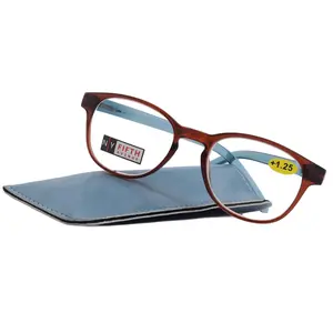 Premium Reading Glasses High End Readers +1.25..+3 Magnifying Glasses, Round Frame. (Transparent Purple, Transparent Gray) NY Fifth Avenue. Unisex Lightweight