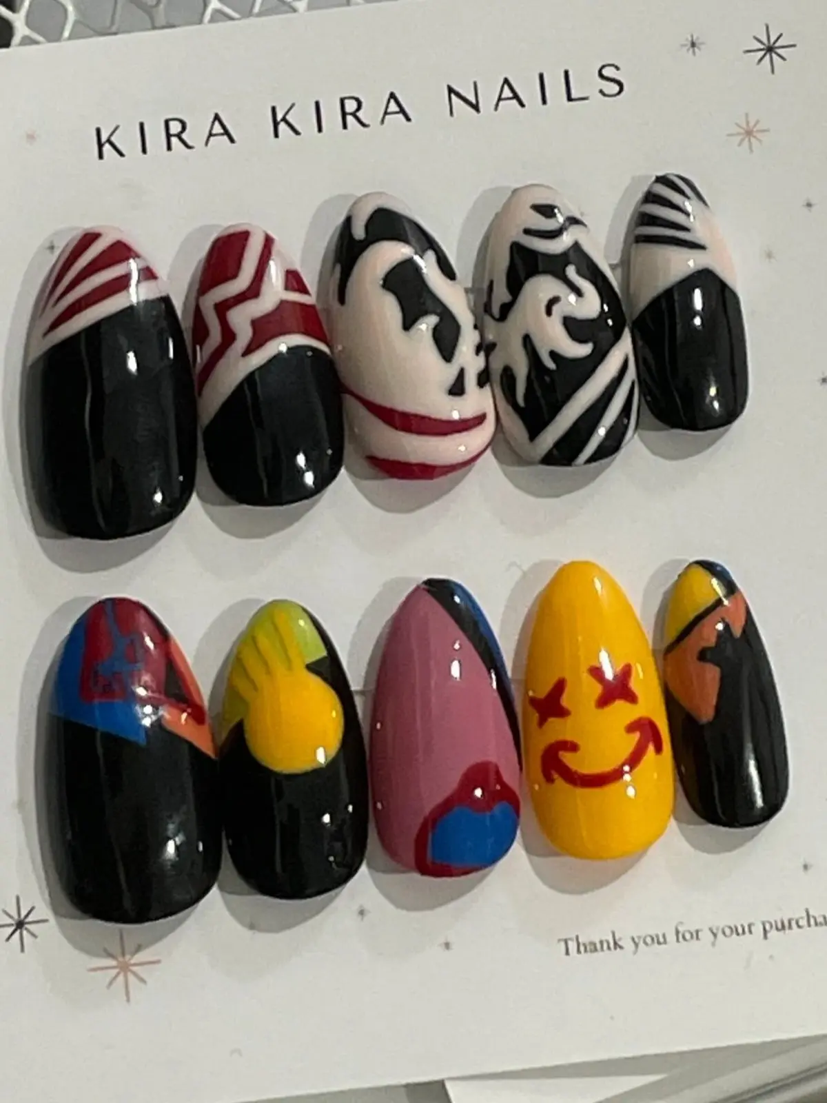 Creepy Ghostface Press-On Nails  | Gothicé Halloween Almond Nails | FREE Adhesive Tabs FREE Nail File FREE Cuticle Stick