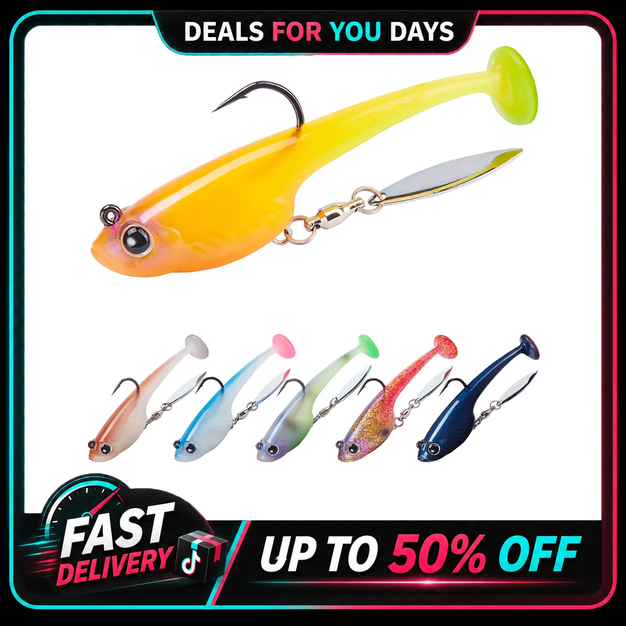 TRUSCEND Pre-Rigged Tadpole Soft Lures Set, Under Spinner, Ultra-Sharp Fishing Hooks, 3D Lifelike Eyes for Bass, Trout - Walleye Crappie Gear, tiktokshopspringglowup, father'sdaygifts, campingessentials, campinggear, Fishing Hook