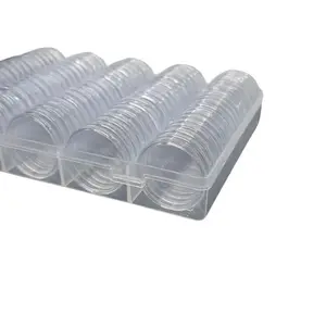 Airtight Round Plastic Storage Box Set - Stackable Home Organizer, Collectibles Storage & Display Container for 100 Coins, Modern Home Supplies