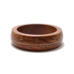IN421-8: Wood Bangle With Gold Grommet 24mm