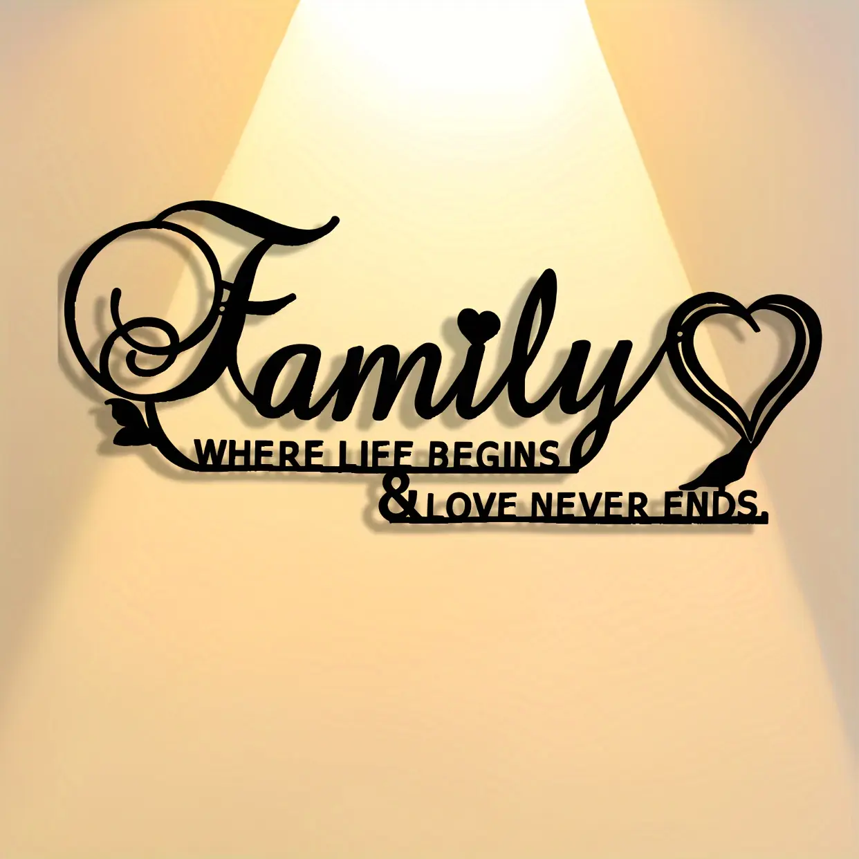 1 piece of metal farmhouse logo, abstract art of 'family is the place where life begins and love never ends', mural decoration, Wall Metal Plaque, detachable and reusable, Room Decor, Home Decor Products, suitable for homes, Vintage Metal Sign