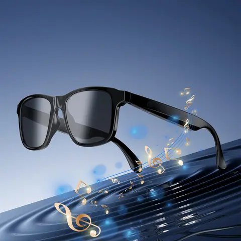 Multifunctional Smart Glasses - Unisex Adult Wireless Bluetooth Sunglasses with Built-in Mic, Stereo Speakers, Voice Assistant Support, UV Protection, Lightweight Design, IPX4 Rated, 2H Charging, 5H Talk Time, 8H Music Playtime for Walking, Phone Calls