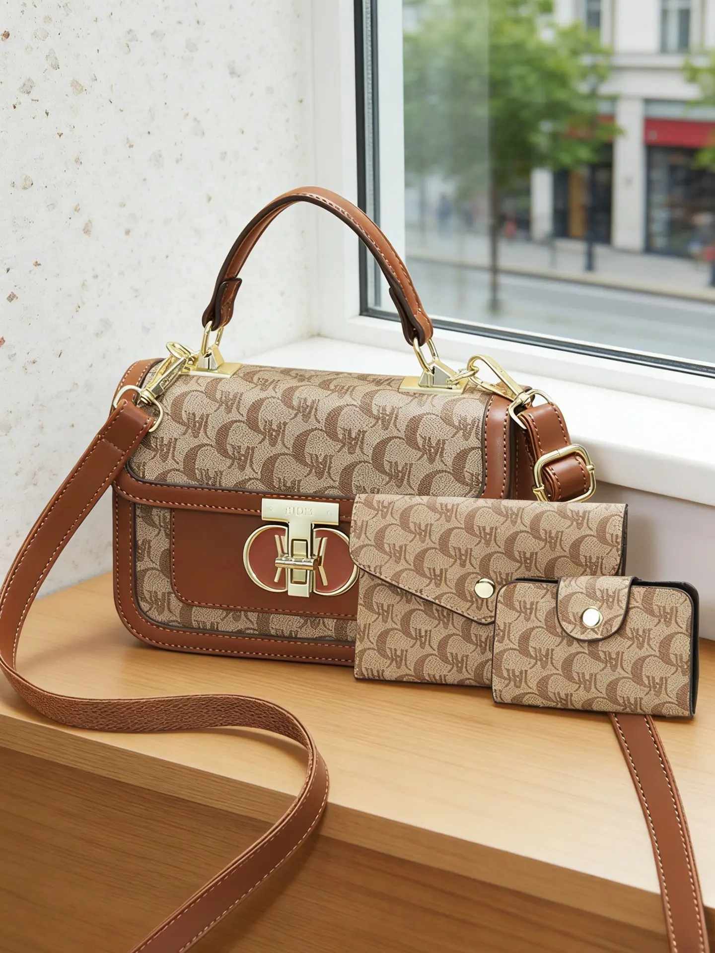 Women's Bag Set, Buy Large Get Small, High-Quality Print Crossbody Bags, Hand Shoulder Bag, Casual Shoulder Bag, Lock Closure Flap Design, Perfect Gift for Friends & Sisters