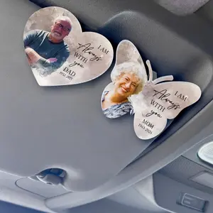 Personalized Memorial Car Visor Clip with Photo – Custom Remembrance Sun Visor Picture Clip – Loss of Loved One Keepsake, Memorial Gift for Dad or Family