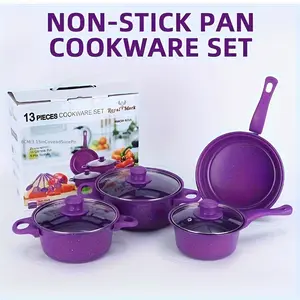 13Pcs cooker set, suitable for induction cooker, non-stick and easy to clean, a must for kitchen, can be used in home, restaurant and outdoor camping, perfect gift