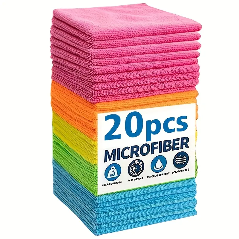 Microfiber Towels for Cars, Soft Cleaning Towel, 20 Pack Super Absorbent Microfiber Cleaning Cloths, 11.5"*11.5" Cleaning Rags Towels Bulk Absorbent Lint-Free, All-Purpose Cleaner for Detailing, Office, Household Cleaning, Absorbent Washcloths