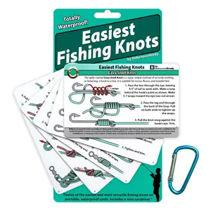 Easiest Fishing Knots: Waterproof Guide on How to Tie 12 Simple Fishing Knots with Mini Carabiner, Perfect for Beginners