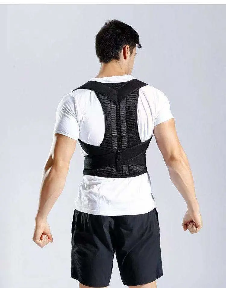 Invisible Posture Corrector with Bone Support - Unisex Black & White Cross-Strap Back Brace for Anti-Slouching & Spine Alignment