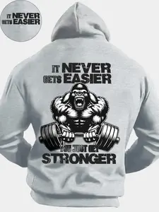 Men's Hooded Sweatshirt with Gorilla Print, Casual Long Sleeve Pullover with Drawstring & Pocket Design, Fall Winter Fashion, Graphic Hoodies, Printed Hoodies