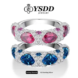 【10.11 Statement】8mm Full Moissanite/Lab-grown Sappire/Ruby Cocktail Band vvs Synthetic Moissanite Rings in 925 Sterling Silver