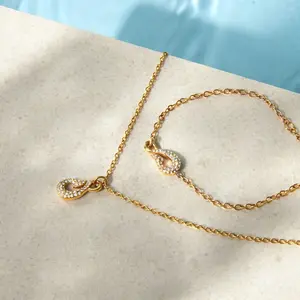 2026 new fishhook necklace with stainless steel and diamond inlay, ocean-themed design, waterproof and fade-resistant, a must-have for summer vacation outfits