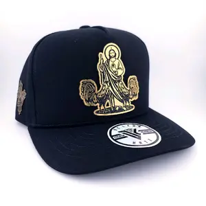 San Judas Gallo Fino Hat - Black Snapback with Gold Emblem Patch