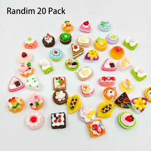 20pcs Mini Cake Dessert Food Set, Random Small Toy House Accessories, Party Gift Kit, Resin DIY Creative Handmade Toys, Perfect for Pretend Cooking, Miniature Cakes