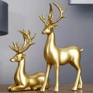Deer Design Figurine, Decorative Sculptures, 2 Counts/set Modern Desktop Decoration, Desktop Ornament for Home Living Room Bedroom Office, Home Decor