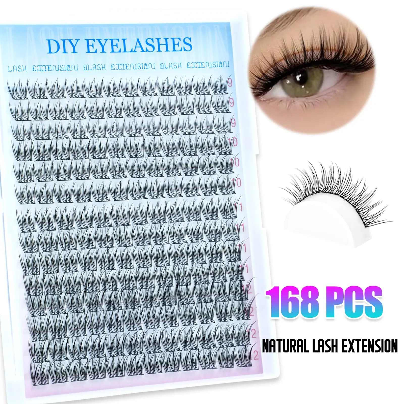 Fairy eyelash cluster, C-shaped curling DIY eyelash extension set, Eyelashes Extensions, Diy Volume Eyelashes, mixed length, soft and comfortable, novice, daily dating, false eyelashes, Diy Lash Clusters