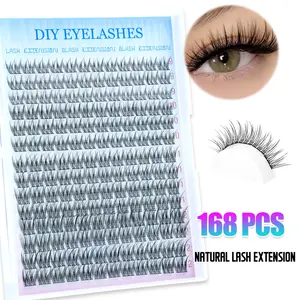Fairy eyelash cluster, C-shaped curling DIY eyelash extension set, mixed length, suitable for all eye types, soft and comfortable, suitable for novice homemade household extension, suitable for daily dating, holiday gifts for friends, false eyelashes