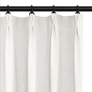 Blackout Curtain for Living Room & Bedroom, Heat Insulation Soundproof Linen Drapes, Stylish Pleated Window Decor, Energy Saving Privacy Enhancer