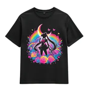 Sailor Moon Rainbow Neon T-Shirt – Vibrant Anime Graphic Tee, Premium Soft Cotton Shirt, Retro Anime Streetwear for Men & Women, Otaku Gift Idea