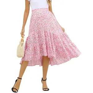Clearance Limited Stock High-Waist Maternity Patchwork Long Skirt, Non-Compressed, 100% Polyester, Elegant Summer Pregnant Mom Skirt for Everyday & Events