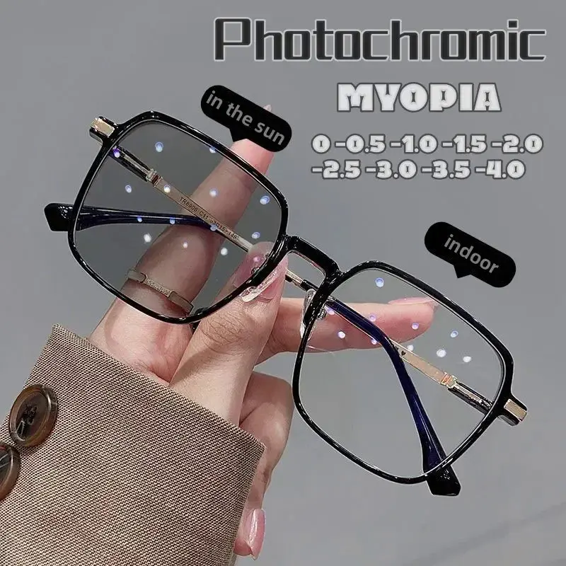 Photochromic Myopia Glasses for Men & Women – Color Changing Prescription Eyewear, UV Protection Sunglasses, Lightweight Short Sighted Glasses -0.00 to -6.00