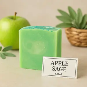 Apple Sage Soap - Fresh Earthy Clean Handcrafted Artisan Soap with Crisp Green Apple & Herbal Sage Notes Rich Creamy Lather Nourishing Formula