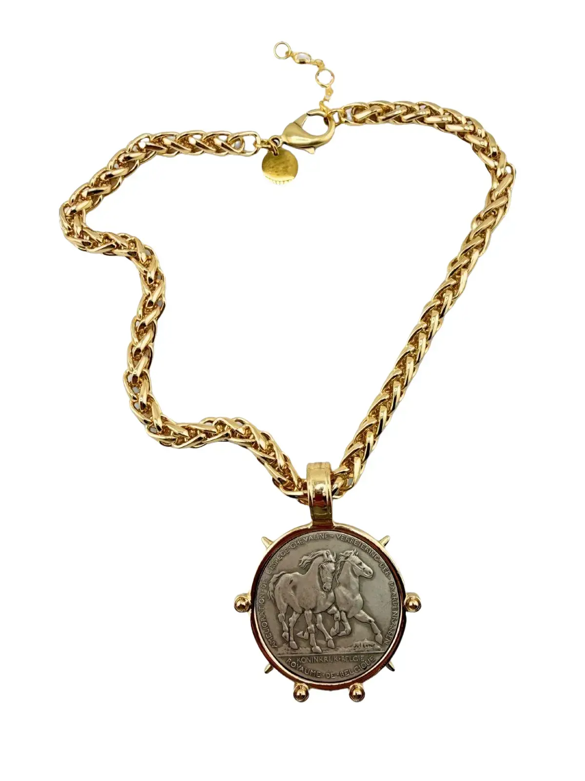 Wild Horses Necklace On Chunky Wheat Chain with 16" or 18" Length, Fashionable Jewelry Accessories, Bold Statement Necklace